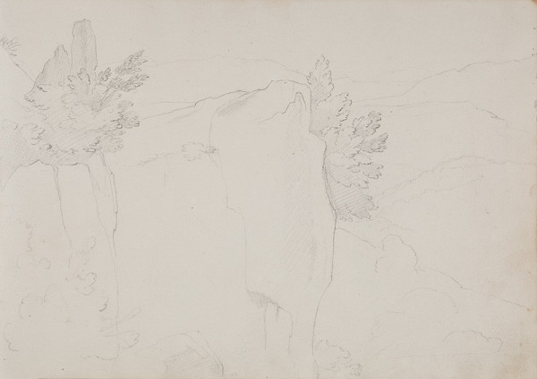 František Tkadlík - Sheet from the Southern Italian Sketchbook - sketch of a rocky landscape 