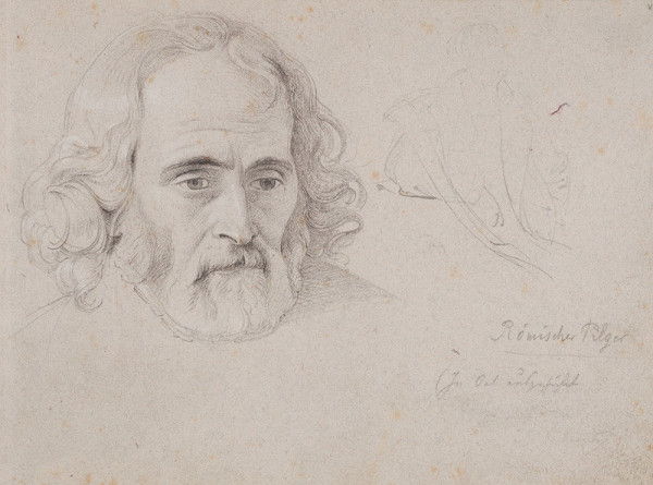 František Tkadlík - Sheet from the Southern Italian Sketchbook - Roman pilgrim, reverse side: study of a man’s face 