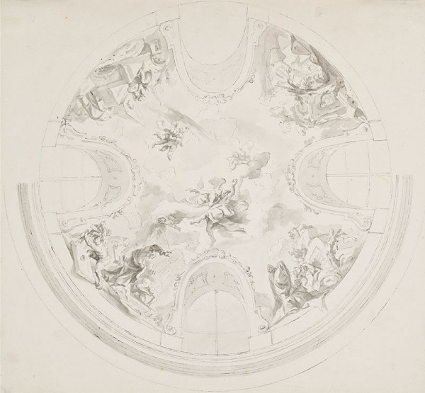 Josef Ignaz Mildorfer - The Raising of Lazarus - Sketch Design for the Ceiling Fresco in the Capuchin Crypt in Vienna 