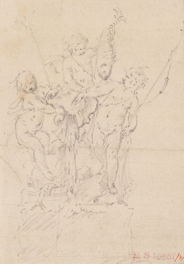 Ignaz Franz Platzer - Fountain with Putti and a Fish 