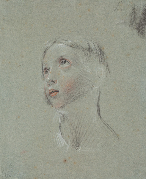 František Tkadlík - Head of a Young Girl Looking Upwards, study for the painting Christ Child with Angels 
