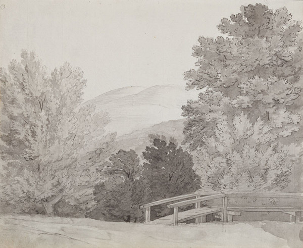 František Tkadlík - Sheet from Sketchbook C - landscape with a wooden footbridge 