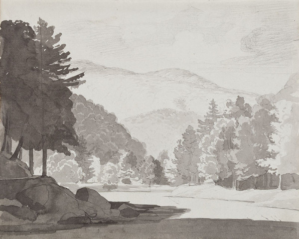 František Tkadlík - Sheet from Sketchbook C - landscape with a river 