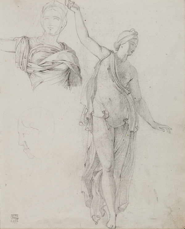 František Tkadlík - Sheet from Sketchbook C - study of female figures and draperies 