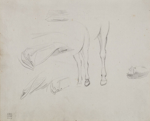 František Tkadlík - Sheet from Sketchbook C - studies of draperies and the legs of horses 