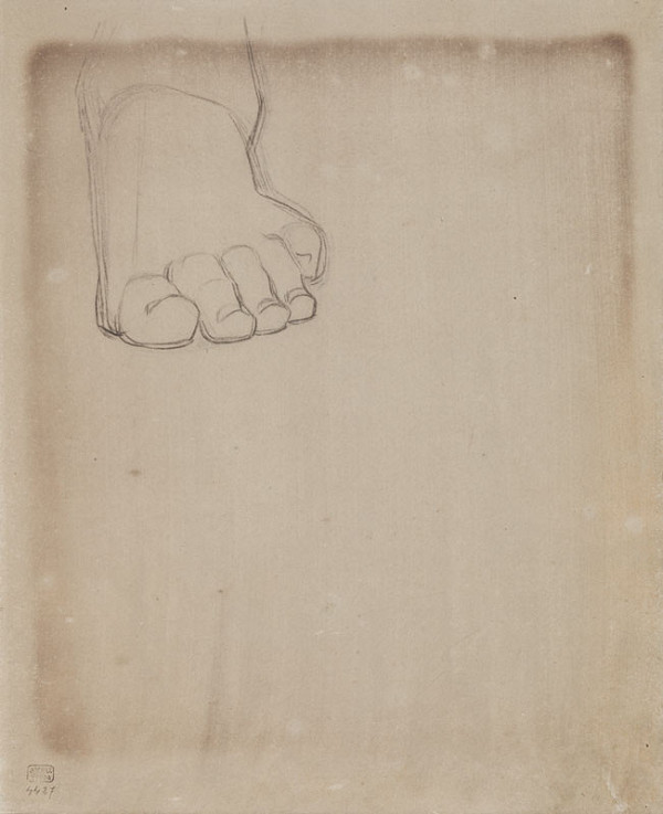 František Tkadlík - Sheet from Sketchbook C - study of a left leg for the drawing The Sacrifice of Cain and Abel 