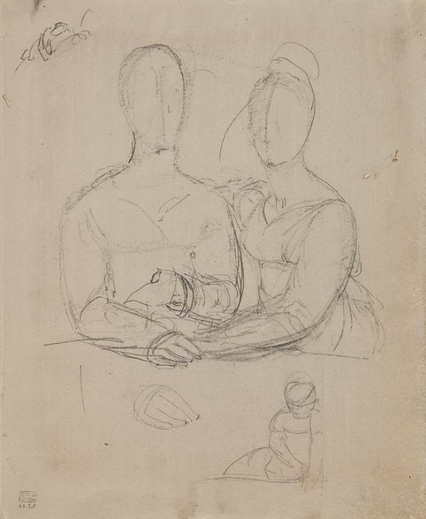 František Tkadlík - Sheet from Sketchbook C - sketch of a girl’s double portrait 