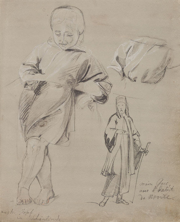 František Tkadlík - Sheet from Sketchbook C - sketch of a standing child and a male figure for the painting of Saint Joseph and the Christ Child 