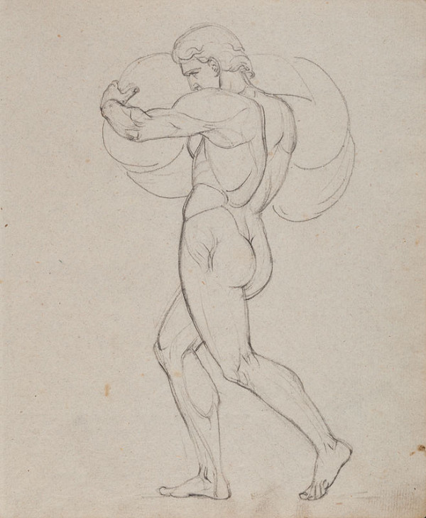 František Tkadlík - Sheet from Sketchbook A - male nude carrying a burden 