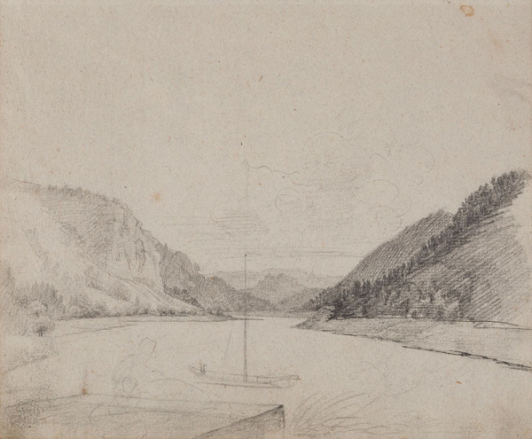 František Tkadlík - Sheet from Sketchbook A - boat on a river 