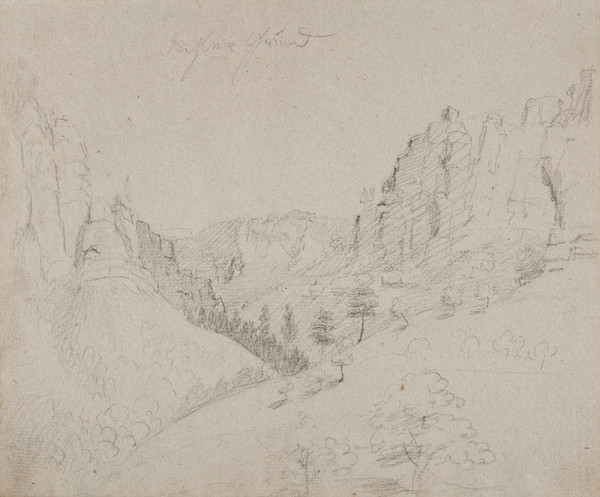 František Tkadlík - Sheet from Sketchbook A - rocky landscape in Saxon Switzerland 