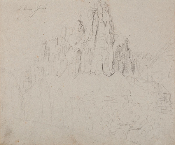 František Tkadlík - Sheet from Sketchbook A - Die Kleine Gans rock formation in Saxon Switzerland 