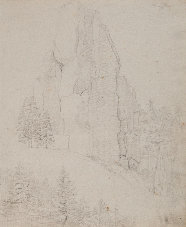 František Tkadlík - Sheet from Sketchbook A - Die Kleine Gans rock formation in Saxon Switzerland 