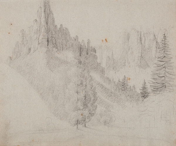 František Tkadlík - Sheet from Sketchbook A - Die Kleine Gans rock formation in Saxon Switzerland 