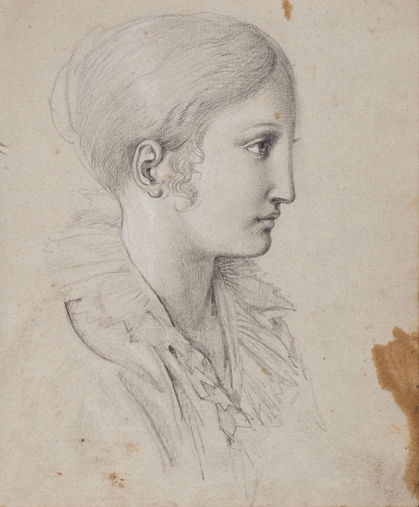František Tkadlík - Sheet from Sketchbook A - head of a young woman 
