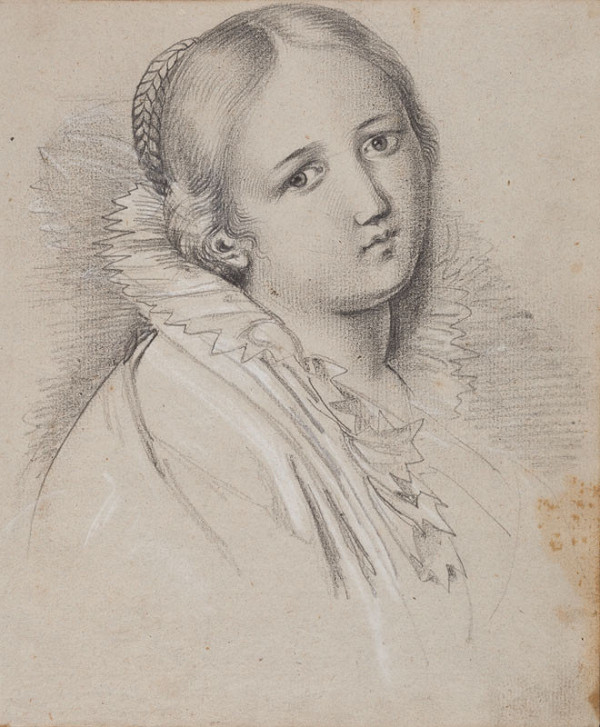 František Tkadlík - Sheet from Sketchbook A - head of a young woman 