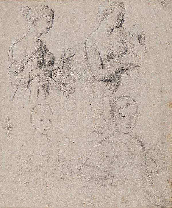 František Tkadlík - Sheet from Sketchbook A - four female half-figures 