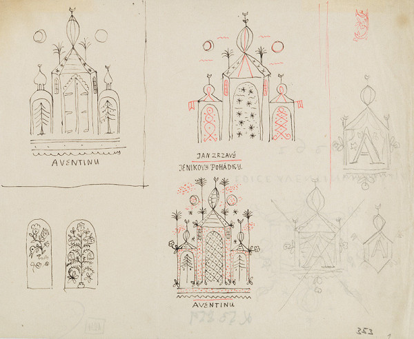 Jan Zrzavý - Design for a cover and study for the chapter initials to Jeník’s Tales by Jan Zrzavý 
