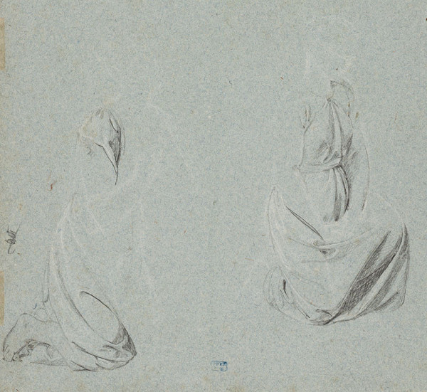 František Tkadlík - Two studies of a kneeling woman’s mantle for the composition Noah’s Sacrifice 