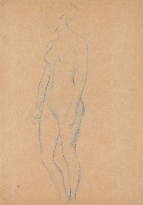 Gustav Klimt - Study of a nude - preparatory study for Medicine 