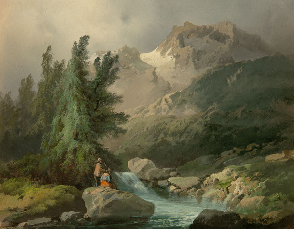 Josef Navrátil - By an Alpine Brook 
