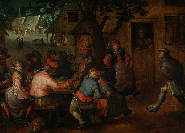 David Vinckboons - Merra-Making in Front of Front of a Cottage (Reconciliation between Netherlandish Peasants and Spanish Soldiers) 