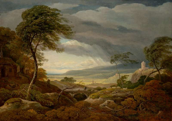 Antonín Mánes - Landscape with Kokořín and Křivoklát in Storm (Landscape in a Storm) 