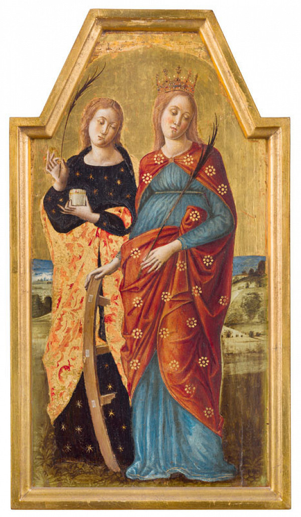 Quirizio da Murano - Triptych with the Madonna dell’Umilta, St. Augustine, St. Jerome, St. Catherine and St. Lucy 