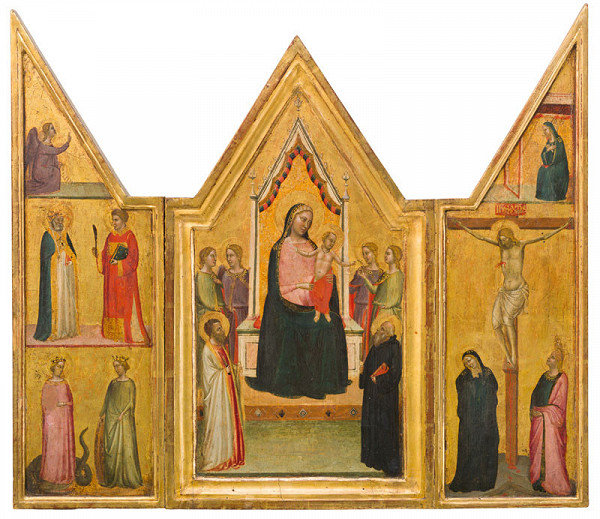 Bernardo Daddi - Triptych of the Betrothal of St. Catherine Flanked with St. Bartholomew and St. Benedict? 