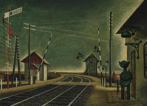 František Hudeček - Railway Station with a Windmill 