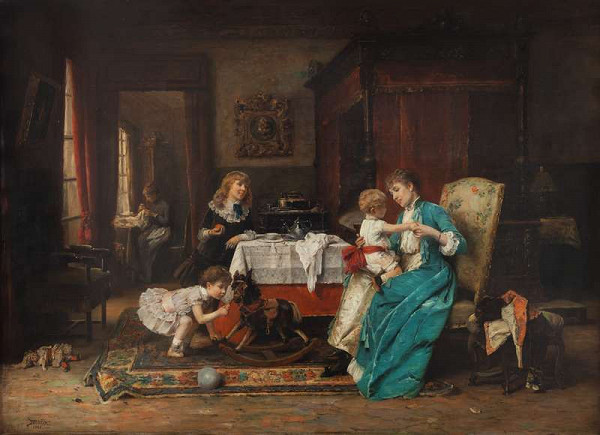 Václav Brožík - Family Scene 