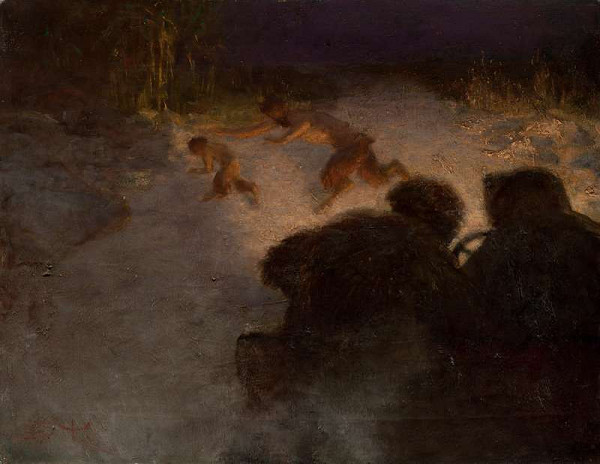 Beneš Knüpfer - Fauns Fleeing before an Automobile 