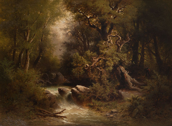 August Bedřich Piepenhagen - A Brook under Deciduous Trees 