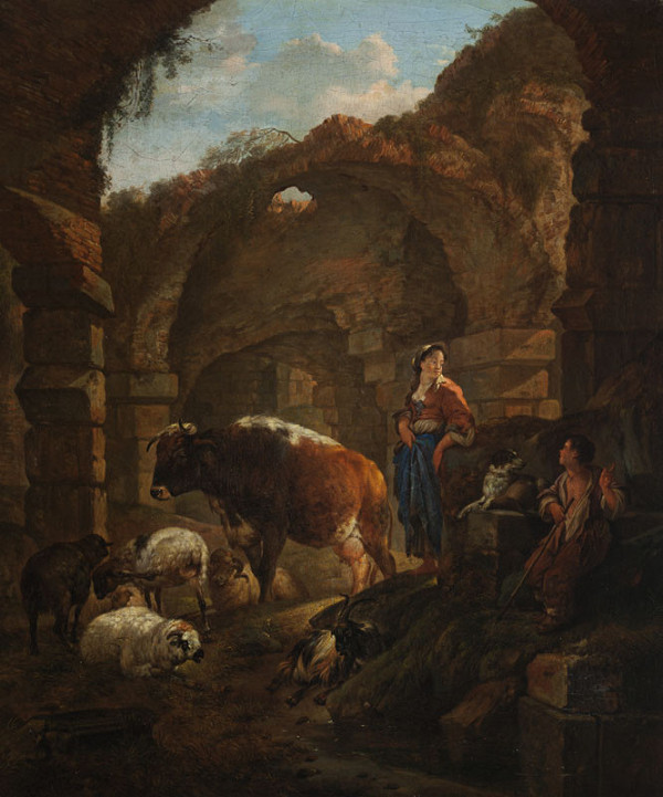 Johann Heinrich Roos - Herd in a Ruin 