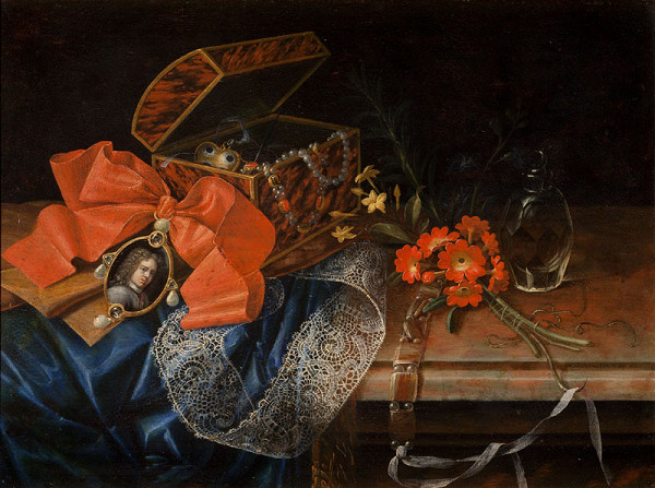 Johann Adalbert Angermayer - Still Life with a Jewell Box and a Medallion 