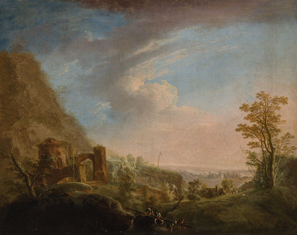 František Xaver Procházka - Building a Footbridge by a Ruin 