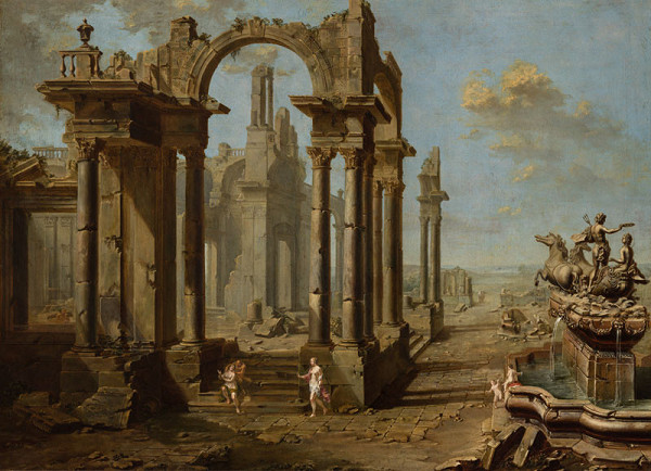 Josef Platzer - Ruins with a Fountain 