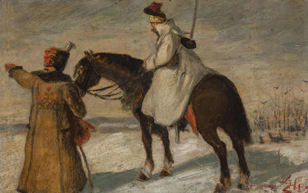 Mikoláš Aleš - An Uhlan and a Peasant 