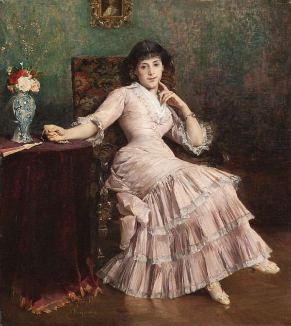 Vojtěch Hynais - Lady in a Pink Dress 