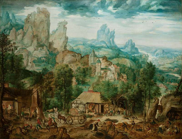 Herri met de Bles - Landscape with a Foundry 