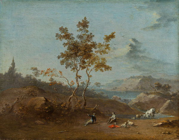 Norbert Grund - Landscape with Shepherds by a Lake Il 