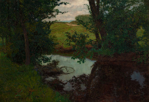 Alois Kalvoda - Summer Day (Landscape with a Stream) 
