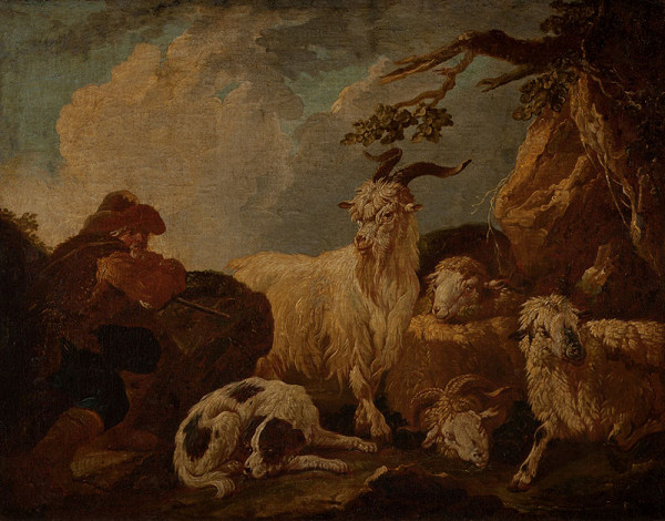 Philipp Peter Roos - Shepherd with a Herd of Sheep and Goats 
