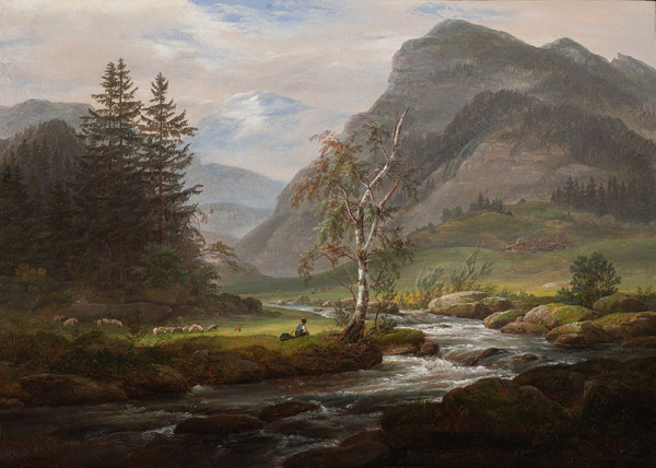 Johann Christian Clausen Dahl - Mountainous Landscape (Mountainous Landscape with a River 