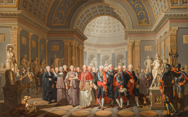 Bénigne Gagneraux - The Meeting of the King Gustav III of Sweden and the Pope Pius VI at the Museo Pio-Clementino in Rome on 1 January 1784 