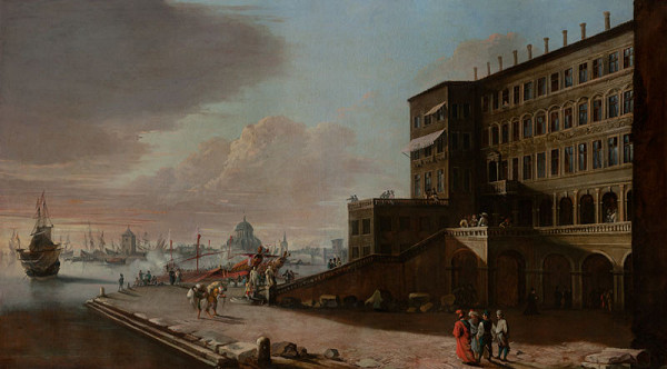 Johann Anton Eismann - Capriccio with the Church of Santa Maria della Salute in Venice 