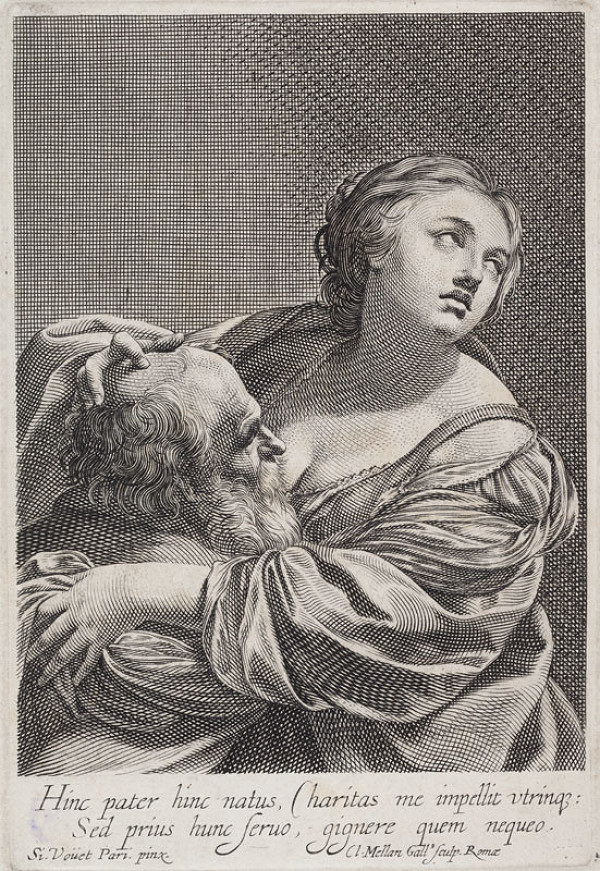 Claude Mellan - engraver, Simon Vouet - inventor - Charitas romana 