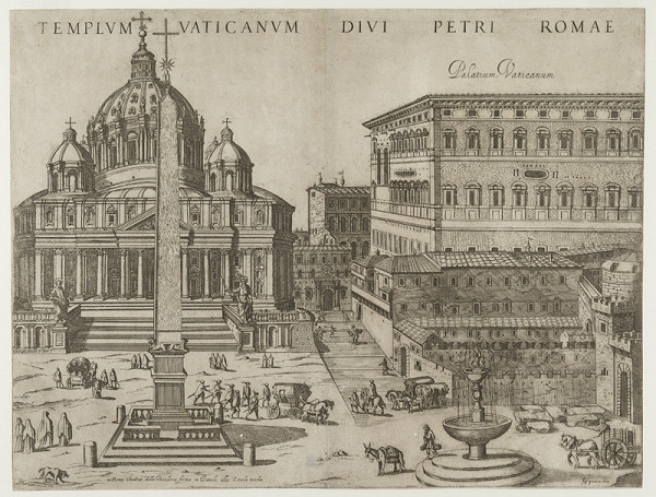 Antonio Tempesta - engraver, Giovanni Maggio - publisher - St. Peter’s Basilica in Rome, From the cycle The Nine Principal Churches of Rome 