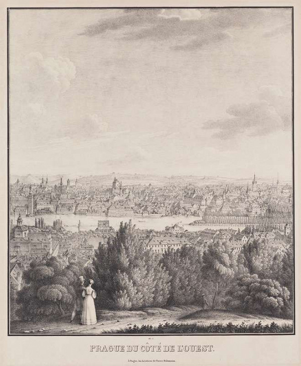 Vincenc Morstadt - View of Prague from the West (4 sections) 
