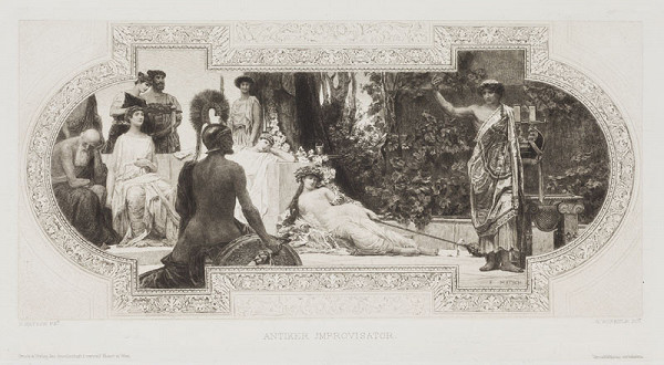 Wilhelm Woernle - engraver, Franz Matsch - inventor - Ancient Greek Improviser, after the ceiling fresco for the Burgtheater in Vienna 